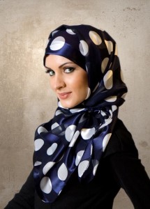 Amazing and Simple White Circle on Blue Hijab