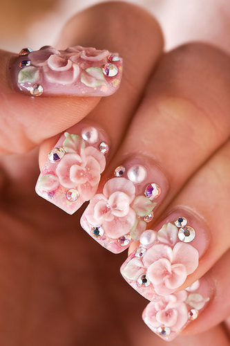 3d Flowers nail art
