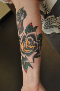 Black and Yellow Rose Tattoo