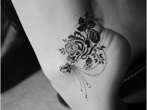 Beautiful Handmade Black Rose Tattoo