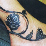 3D Black Rose Tattoo on Feet
