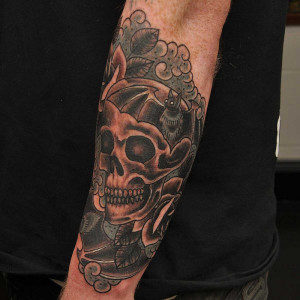 Stunning Skeleton Black Rose Tattoo