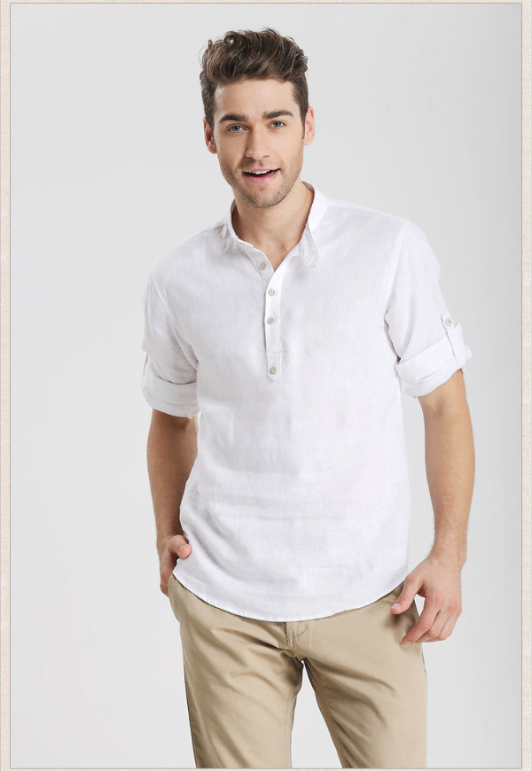 2015-Summer-Men-s-Casual-Fashion-Slim-Fit-Linen-Shirt-Men-Three-Quarter-Shirts-Freeshipping-masculinas