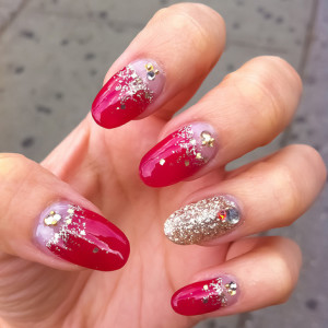 Glowing Red with Silver Sprinkles n Jewels