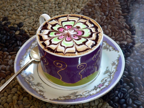 Colourful latte art