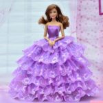 Beautiful Barbie Doll With long Hair and Purple frock