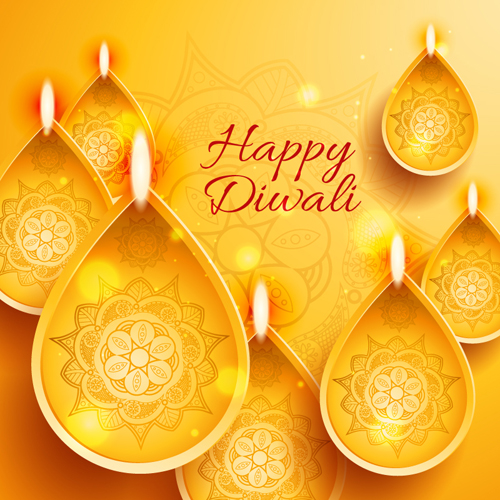 happy diwali india styles vector background
