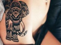 hot tribal elephant tattoo on side for girls